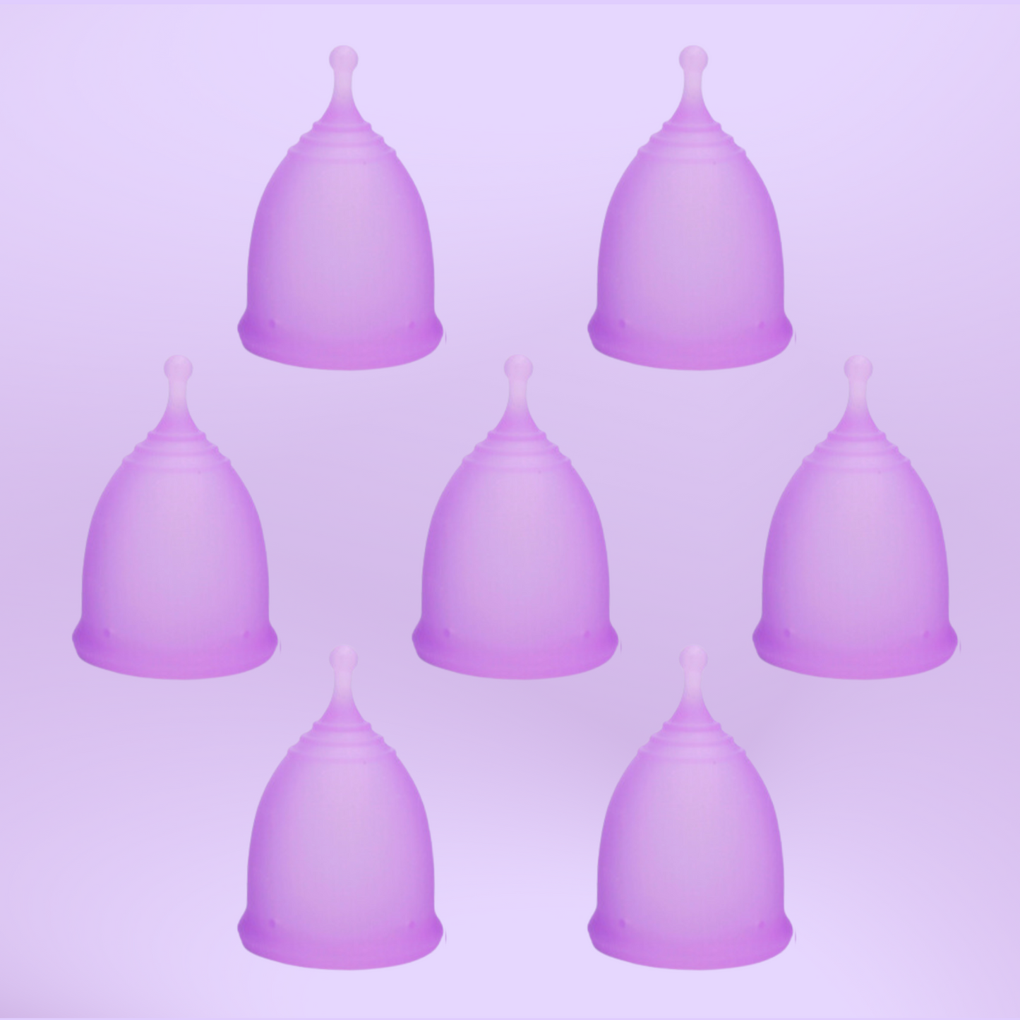 7 copas menstruales lilas