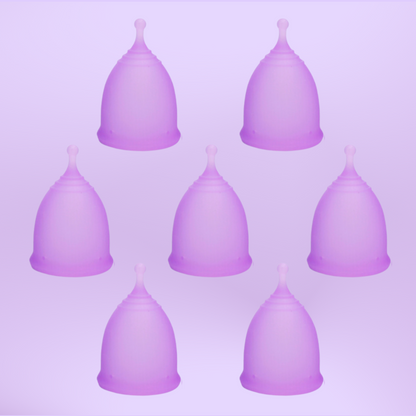 7 copas menstruales lilas